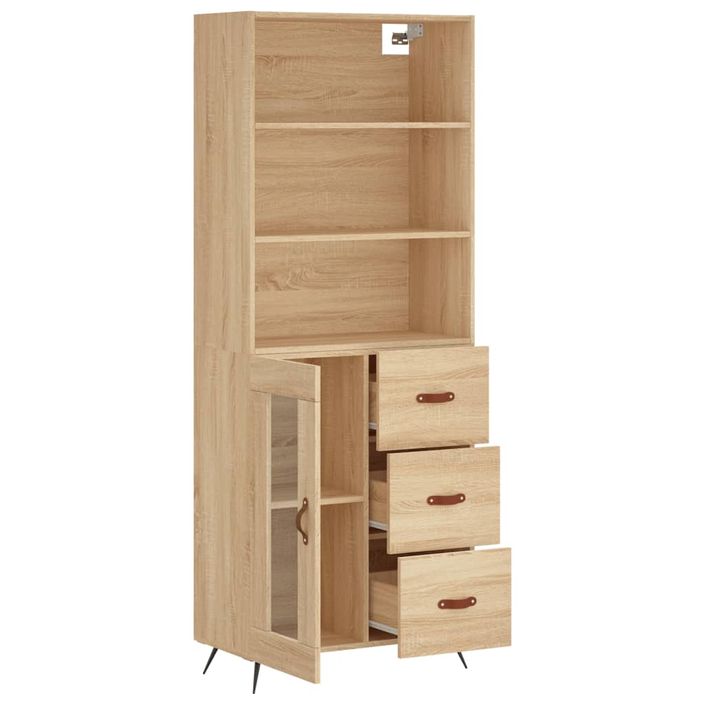 Buffet haut Chêne sonoma 69,5x34x180 cm Bois d'ingénierie - Photo n°4