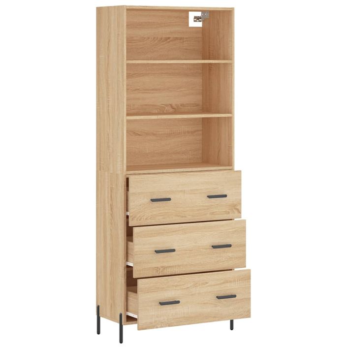 Buffet haut Chêne sonoma 69,5x34x180 cm Bois d'ingénierie - Photo n°4