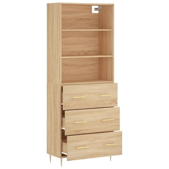 Buffet haut Chêne sonoma 69,5x34x180 cm Bois d'ingénierie - Photo n°4