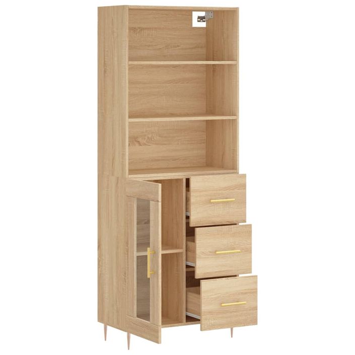 Buffet haut Chêne sonoma 69,5x34x180 cm Bois d'ingénierie - Photo n°4