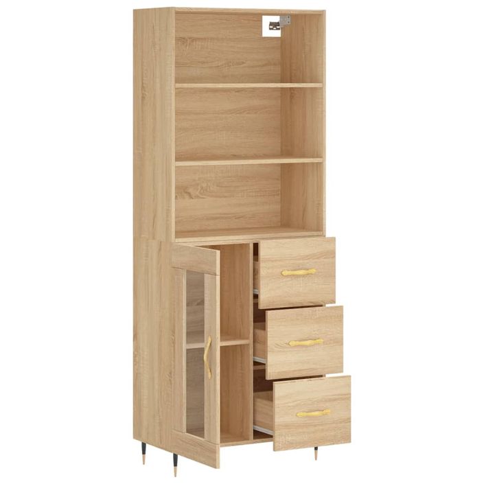 Buffet haut Chêne sonoma 69,5x34x180 cm Bois d'ingénierie - Photo n°4