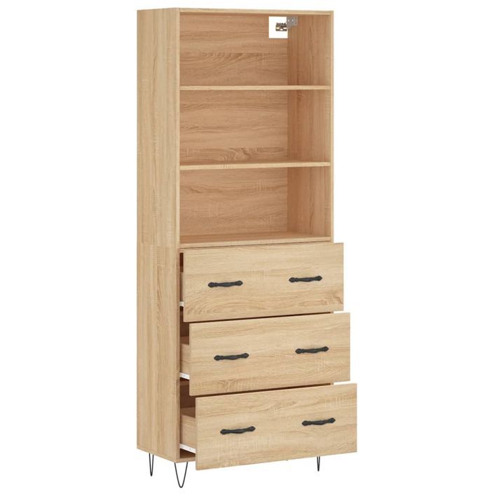 Buffet haut Chêne sonoma 69,5x34x180 cm Bois d'ingénierie - Photo n°4