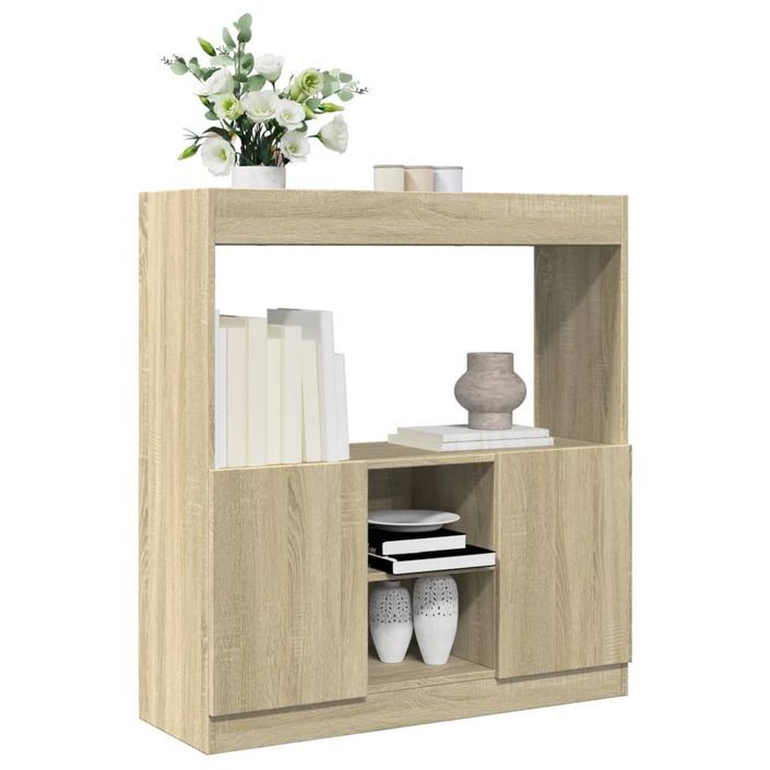 Buffet haut chêne sonoma 92x33x100 cm bois d'ingénierie - Photo n°1