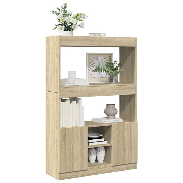 Buffet haut chêne sonoma 92x33x140 cm bois d'ingénierie - Photo n°4