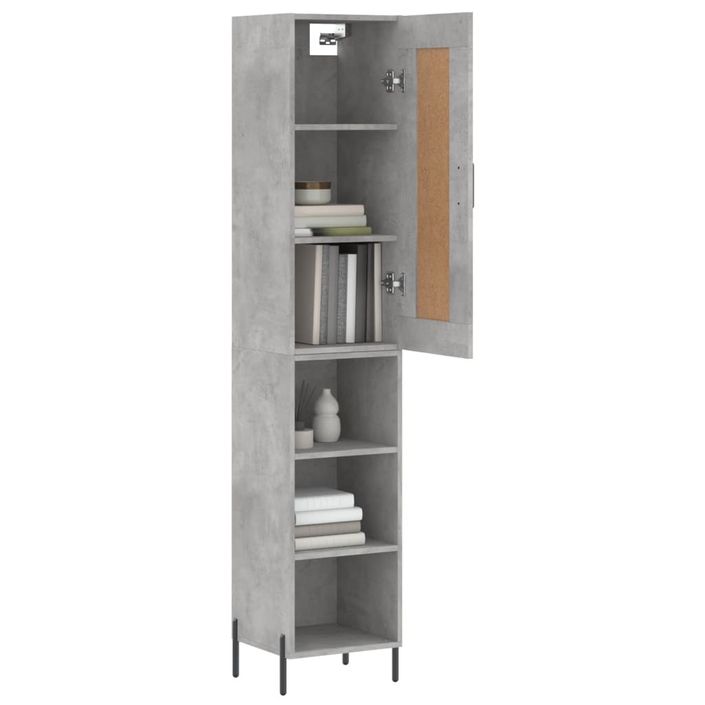 Buffet haut Gris béton 34,5x34x180 cm Bois d'ingénierie - Photo n°3