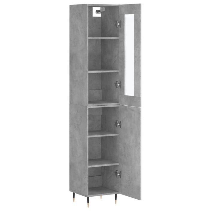 Buffet haut Gris béton 34,5x34x180 cm Bois d'ingénierie - Photo n°4