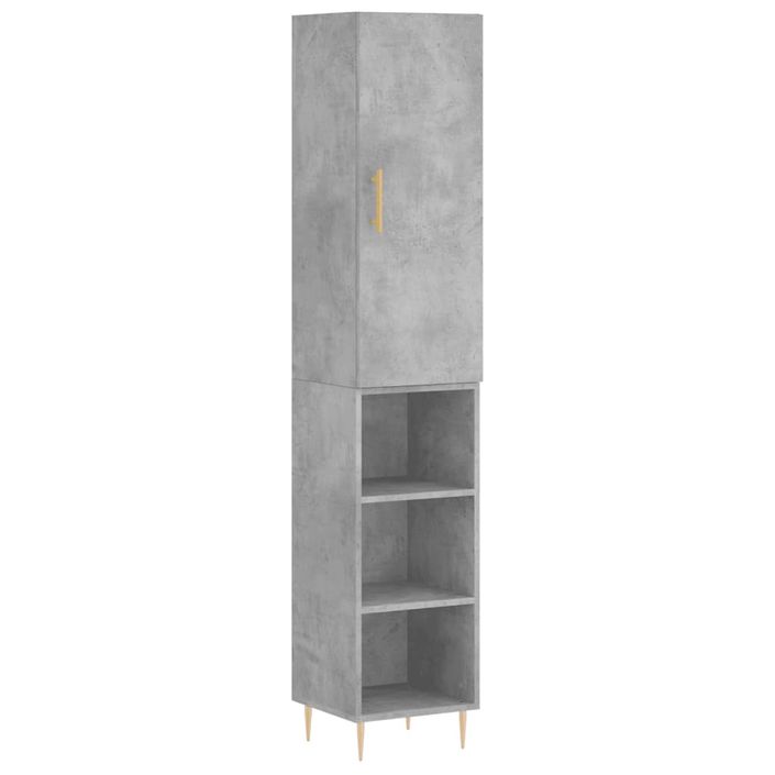 Buffet haut Gris béton 34,5x34x180 cm Bois d'ingénierie - Photo n°1