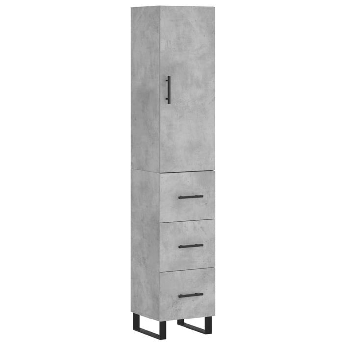 Buffet haut Gris béton 34,5x34x180 cm Bois d'ingénierie - Photo n°1