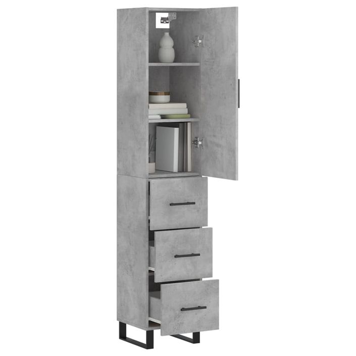 Buffet haut Gris béton 34,5x34x180 cm Bois d'ingénierie - Photo n°3