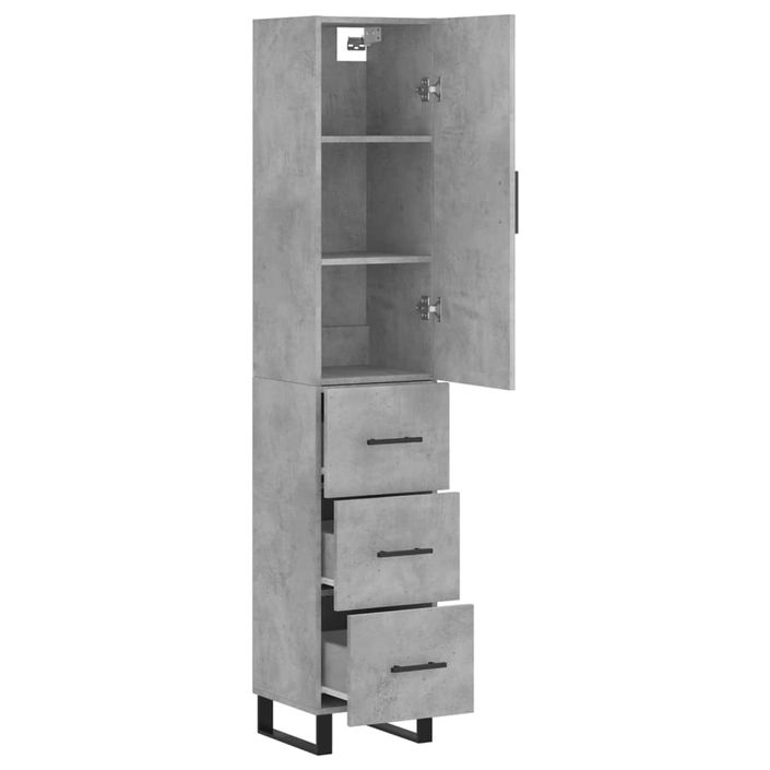 Buffet haut Gris béton 34,5x34x180 cm Bois d'ingénierie - Photo n°4