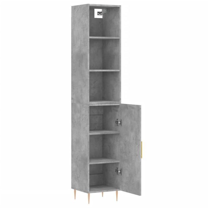 Buffet haut Gris béton 34,5x34x180 cm Bois d'ingénierie - Photo n°4