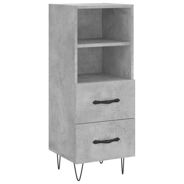 Buffet haut Gris béton 34,5x34x180 cm Bois d'ingénierie - Photo n°5