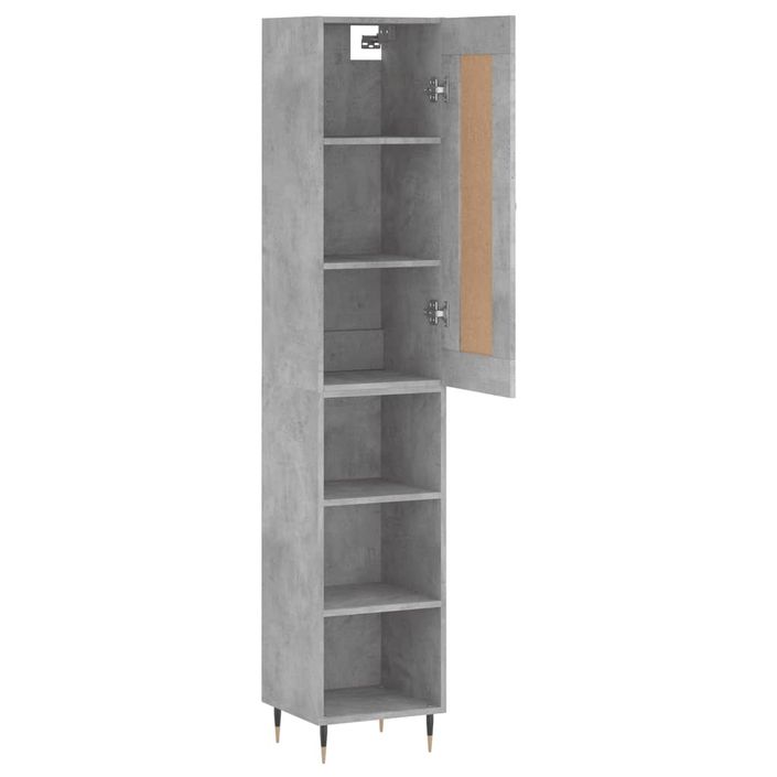 Buffet haut Gris béton 34,5x34x180 cm Bois d'ingénierie - Photo n°4