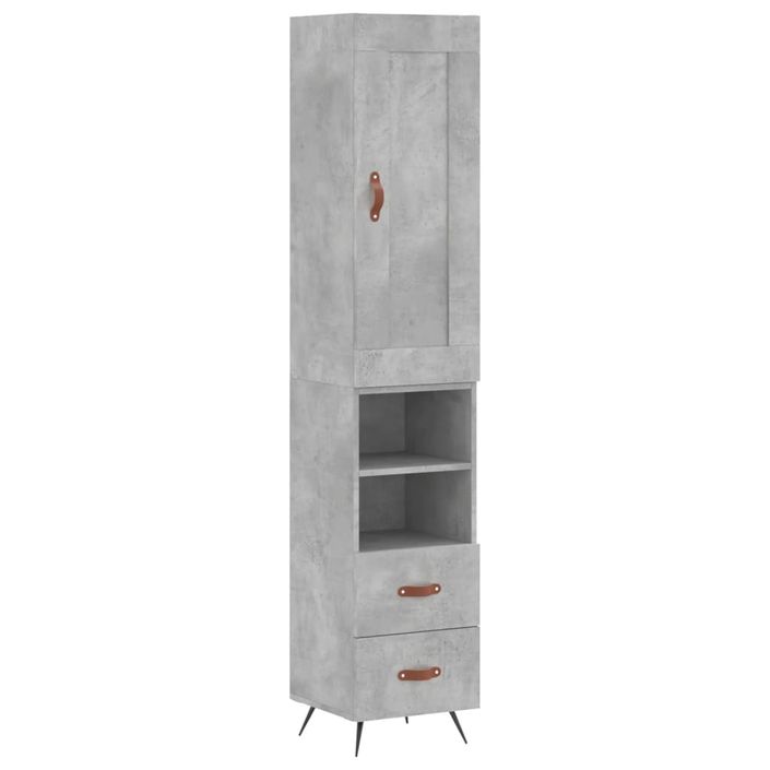 Buffet haut Gris béton 34,5x34x180 cm Bois d'ingénierie - Photo n°1