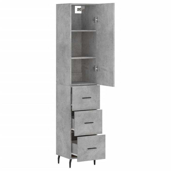 Buffet haut Gris béton 34,5x34x180 cm Bois d'ingénierie - Photo n°4