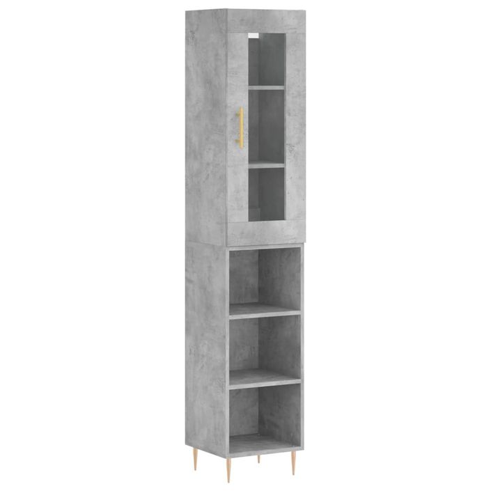 Buffet haut Gris béton 34,5x34x180 cm Bois d'ingénierie - Photo n°1