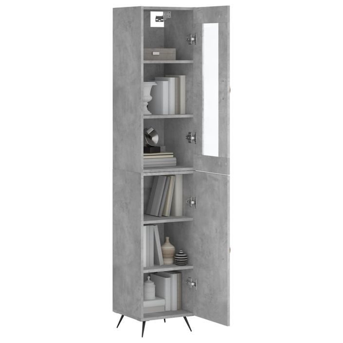 Buffet haut Gris béton 34,5x34x180 cm Bois d'ingénierie - Photo n°3