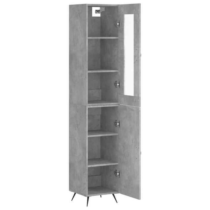 Buffet haut Gris béton 34,5x34x180 cm Bois d'ingénierie - Photo n°4