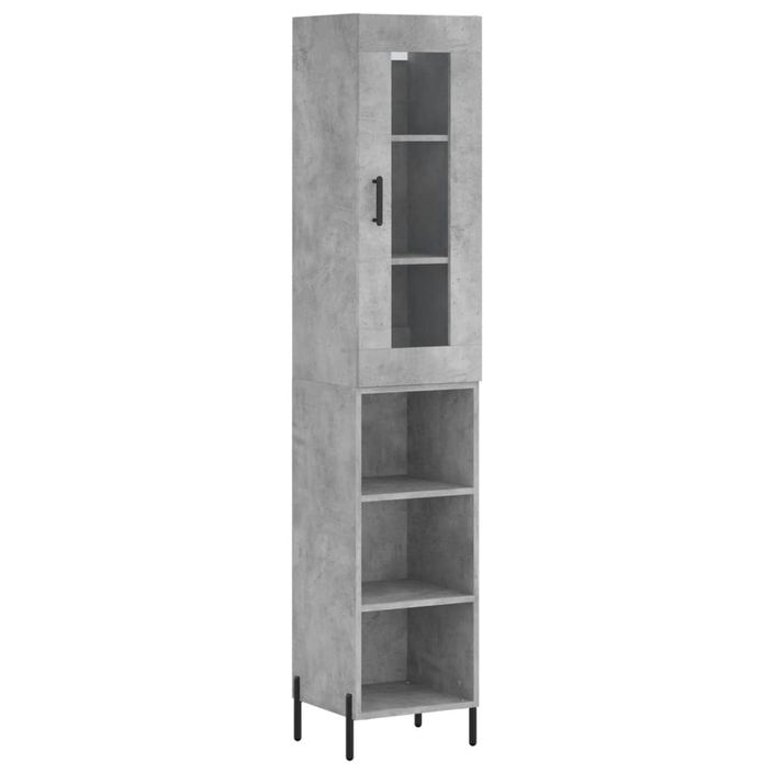 Buffet haut Gris béton 34,5x34x180 cm Bois d'ingénierie - Photo n°1