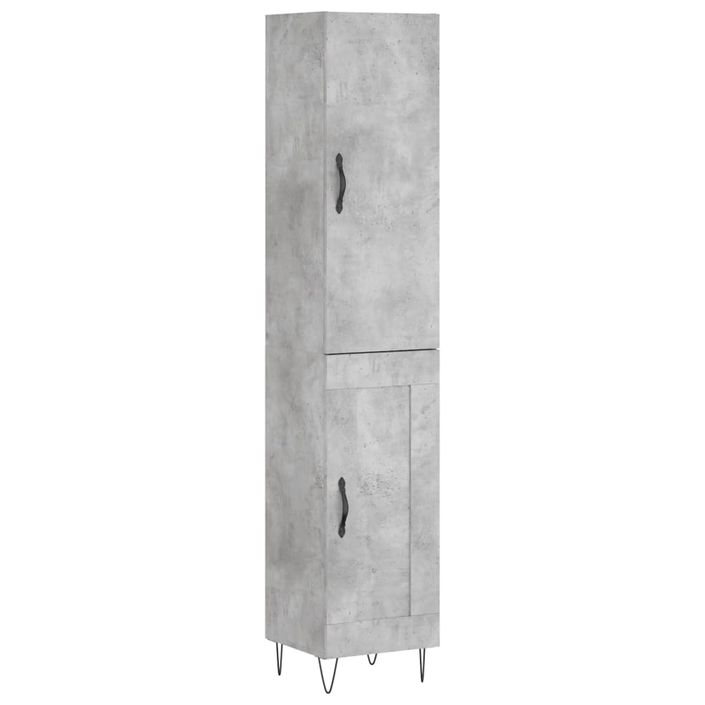 Buffet haut Gris béton 34,5x34x180 cm Bois d'ingénierie - Photo n°1