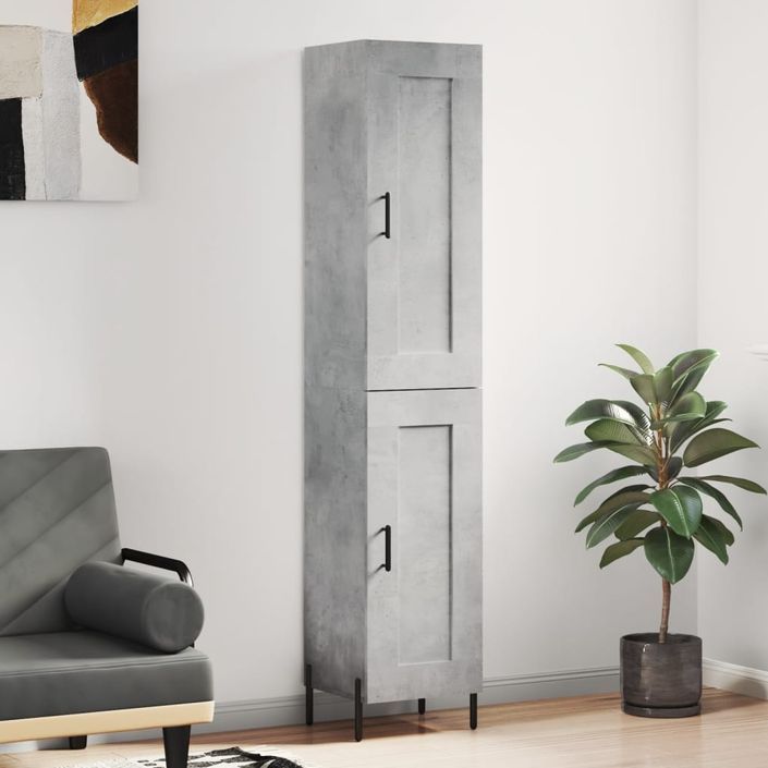 Buffet haut Gris béton 34,5x34x180 cm Bois d'ingénierie - Photo n°2