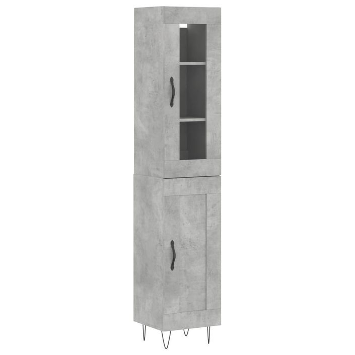 Buffet haut Gris béton 34,5x34x180 cm Bois d'ingénierie - Photo n°1