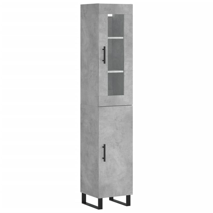 Buffet haut Gris béton 34,5x34x180 cm Bois d'ingénierie - Photo n°1