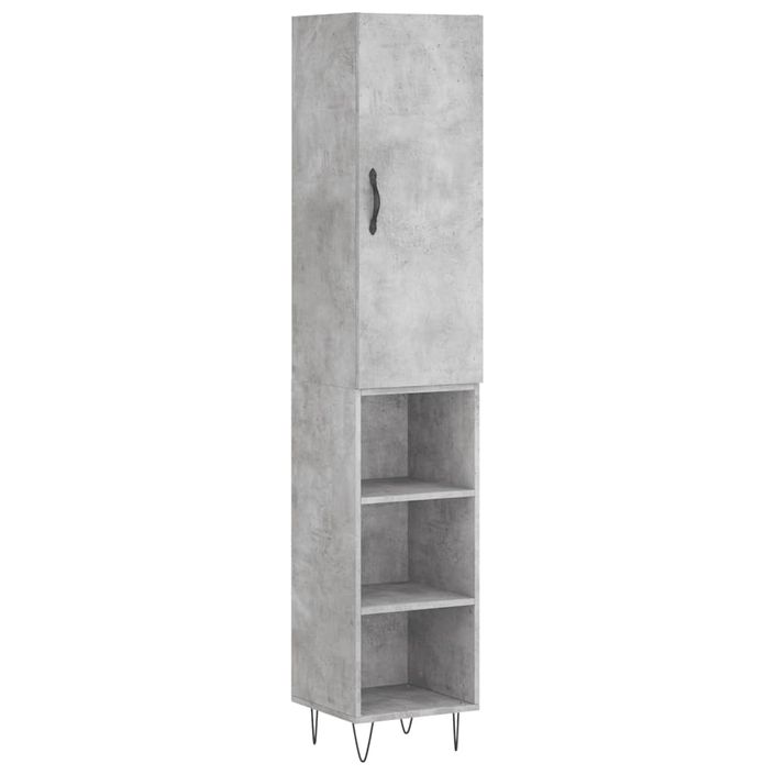 Buffet haut Gris béton 34,5x34x180 cm Bois d'ingénierie - Photo n°1