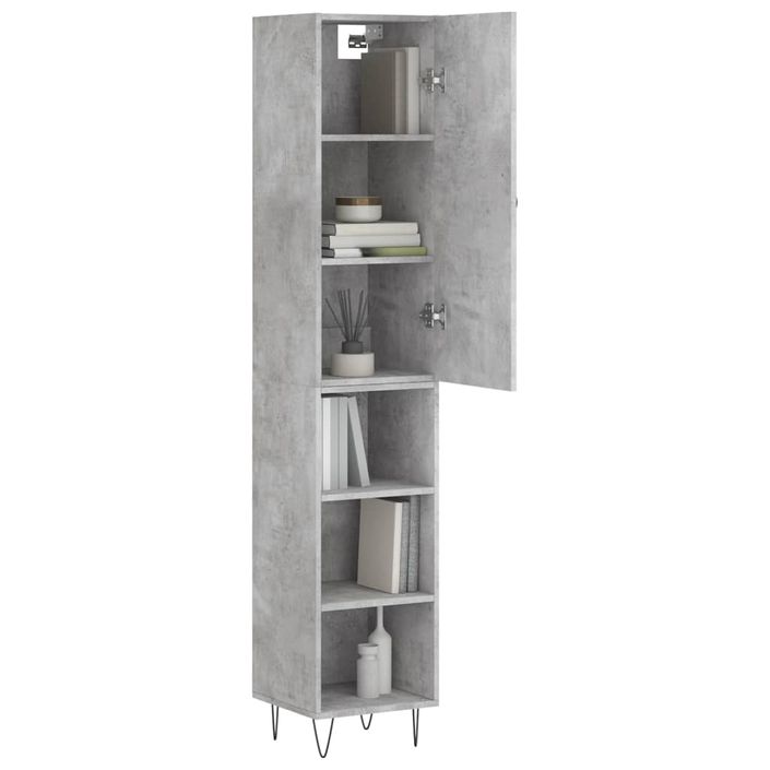 Buffet haut Gris béton 34,5x34x180 cm Bois d'ingénierie - Photo n°3