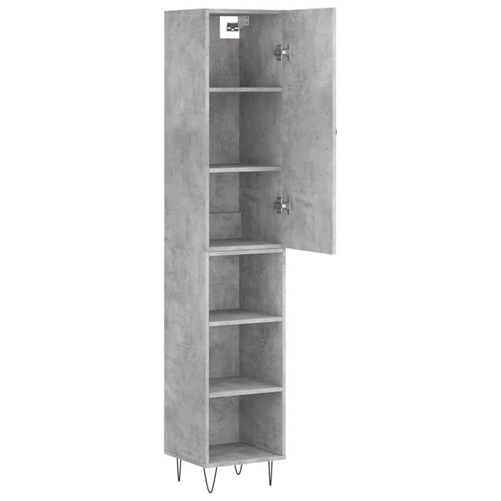 Buffet haut Gris béton 34,5x34x180 cm Bois d'ingénierie - Photo n°4