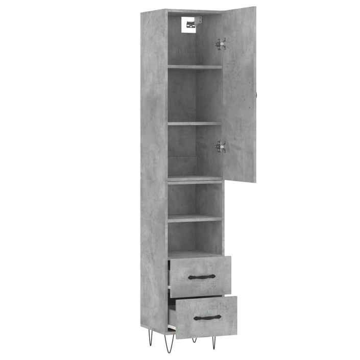 Buffet haut Gris béton 34,5x34x180 cm Bois d'ingénierie - Photo n°4