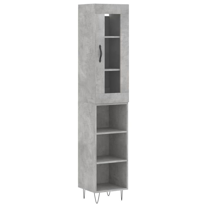 Buffet haut Gris béton 34,5x34x180 cm Bois d'ingénierie - Photo n°1