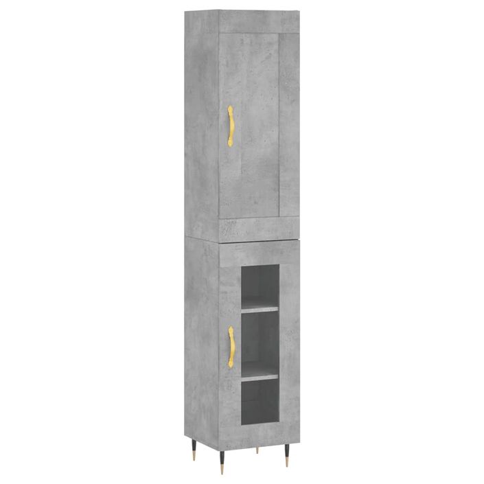 Buffet haut Gris béton 34,5x34x180 cm Bois d'ingénierie - Photo n°1