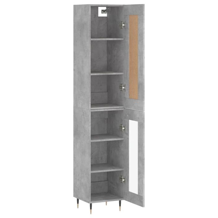 Buffet haut Gris béton 34,5x34x180 cm Bois d'ingénierie - Photo n°4