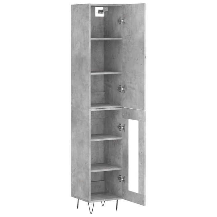 Buffet haut Gris béton 34,5x34x180 cm Bois d'ingénierie - Photo n°4