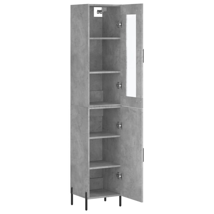 Buffet haut Gris béton 34,5x34x180 cm Bois d'ingénierie - Photo n°4