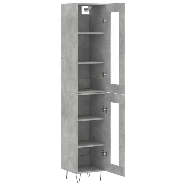 Buffet haut Gris béton 34,5x34x180 cm Bois d'ingénierie - Photo n°4