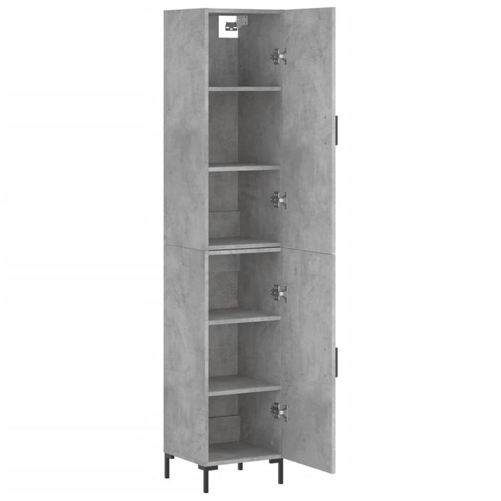 Buffet haut Gris béton 34,5x34x180 cm Bois d'ingénierie - Photo n°4