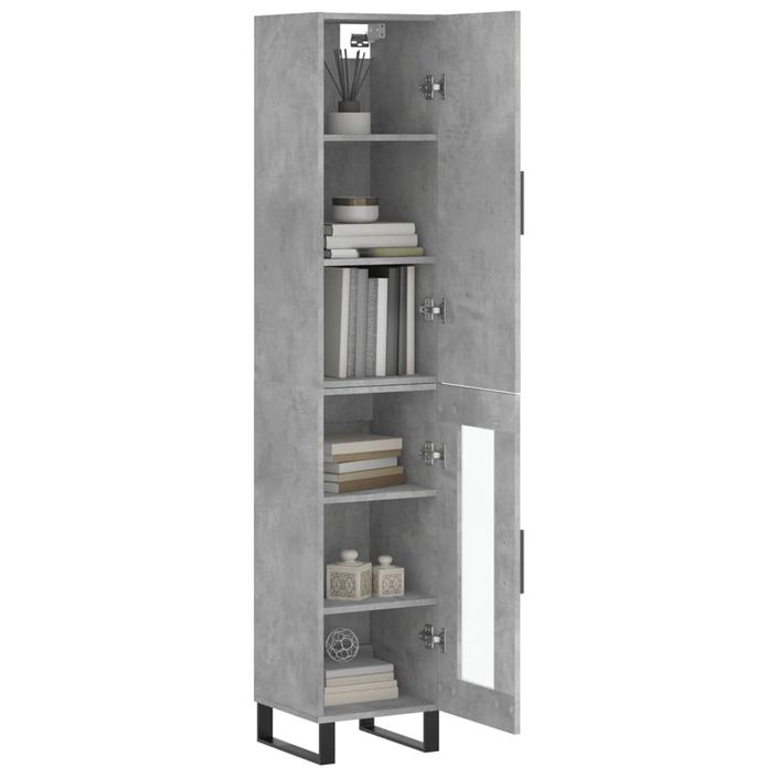 Buffet haut Gris béton 34,5x34x180 cm Bois d'ingénierie - Photo n°3