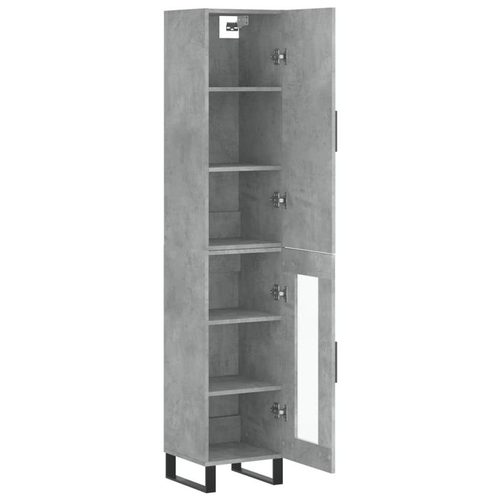 Buffet haut Gris béton 34,5x34x180 cm Bois d'ingénierie - Photo n°4