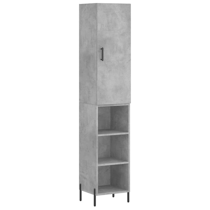 Buffet haut Gris béton 34,5x34x180 cm Bois d'ingénierie - Photo n°1