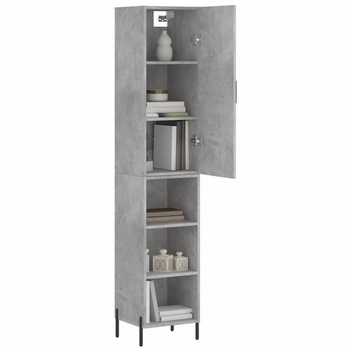 Buffet haut Gris béton 34,5x34x180 cm Bois d'ingénierie - Photo n°3