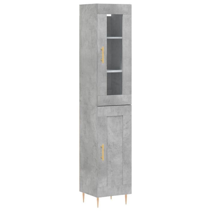 Buffet haut Gris béton 34,5x34x180 cm Bois d'ingénierie - Photo n°1