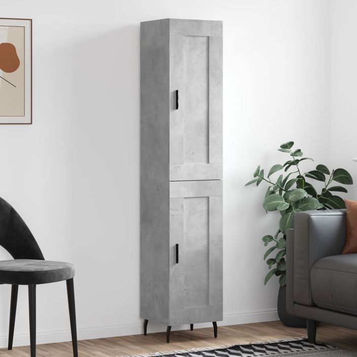 Buffet haut Gris béton 34,5x34x180 cm Bois d'ingénierie - Photo n°2