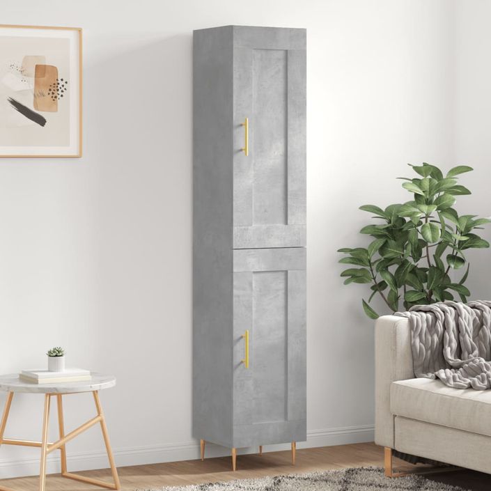 Buffet haut Gris béton 34,5x34x180 cm Bois d'ingénierie - Photo n°2