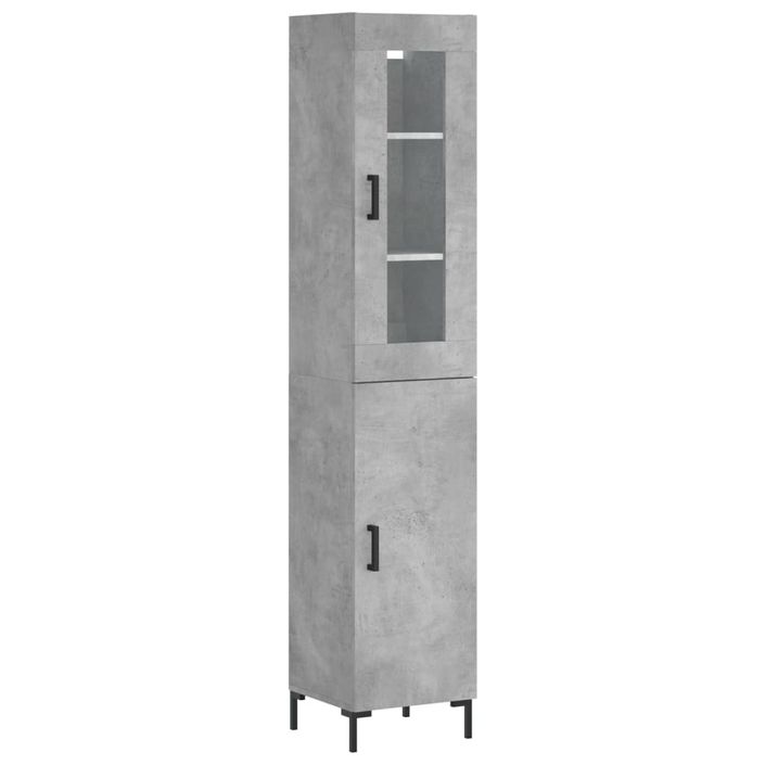 Buffet haut Gris béton 34,5x34x180 cm Bois d'ingénierie - Photo n°1