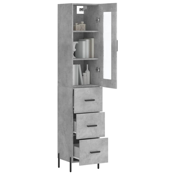 Buffet haut Gris béton 34,5x34x180 cm Bois d'ingénierie - Photo n°3