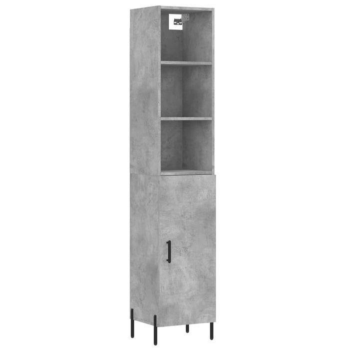 Buffet haut Gris béton 34,5x34x180 cm Bois d'ingénierie - Photo n°1