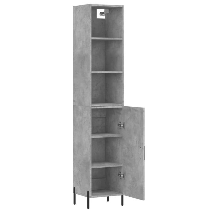 Buffet haut Gris béton 34,5x34x180 cm Bois d'ingénierie - Photo n°4