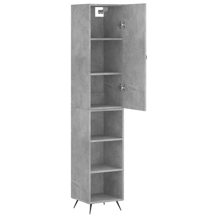 Buffet haut Gris béton 34,5x34x180 cm Bois d'ingénierie - Photo n°4